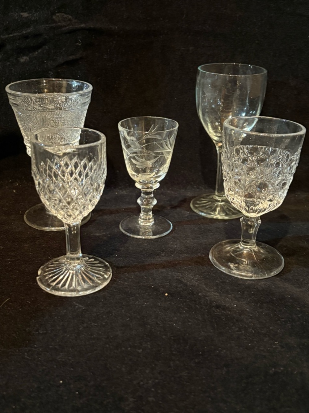 Assortment of 5 Different Cordial Glasses